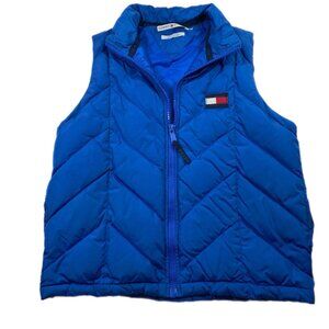 Vintage Tommy Hilfiger Puffer Vest Womens Medium Blue Full Zip 2000 Y2K Street